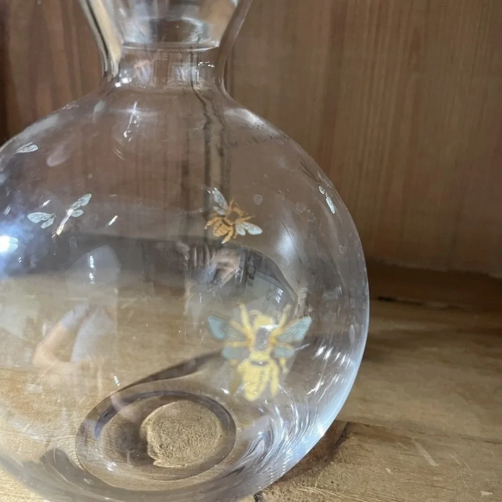 Lollia Floral Infusion Sugared Pastille Decanter, EMPTY Gold Bees, Glass Stopper